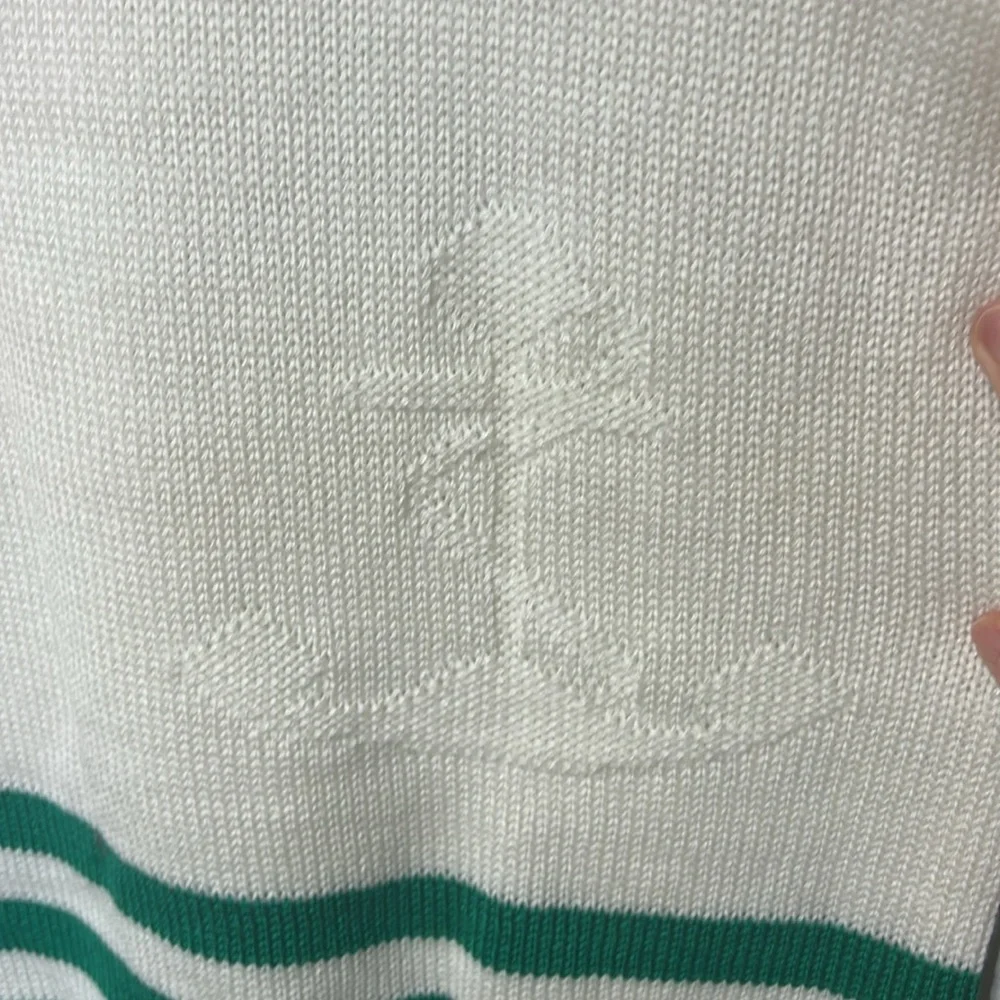 VTG Sweaters USA Green & White Striped Nautical Sweater New Dead Stock Size S
